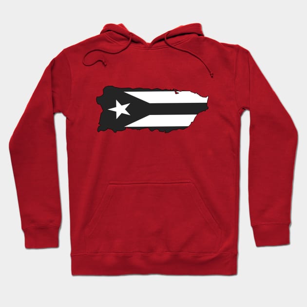 Puerto Rico Black Flag Hoodie by lilyvtattoos